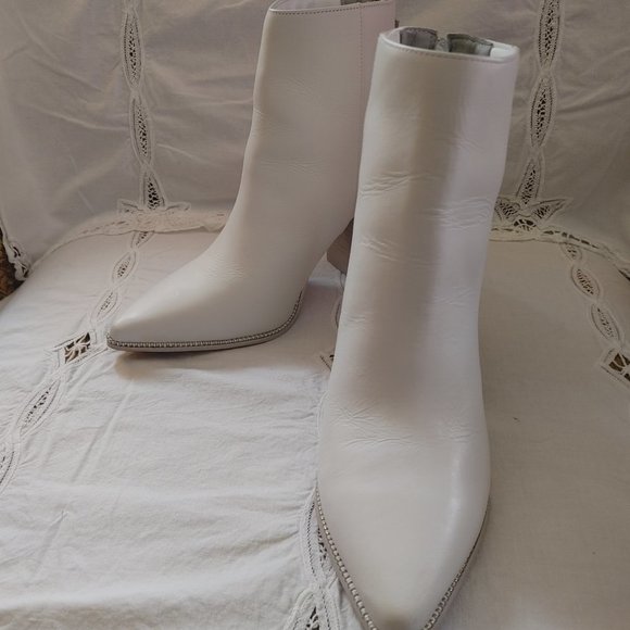 Steve Madden Shoes - WHITE Ivory- Beaded Leather- Boots-NWOT